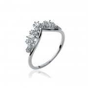 BAGUE ARGENT 925 RHODIE avec Zirconiums "Couronne"