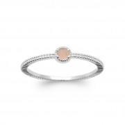 BAGUE ARGENT 925 RHODIE Collection "Pierres véritables" Quartz rose