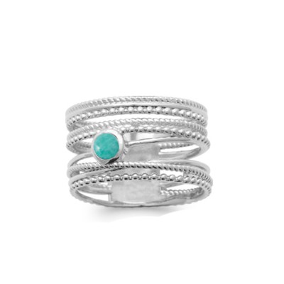 SILVER RING 925 RHODIUM PLATED Collection "Pierres véritables" AMAZONITE