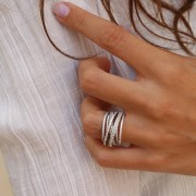 BAGUE ARGENT 925 RHODIE avec Zirconiums Collection "Diamonds"