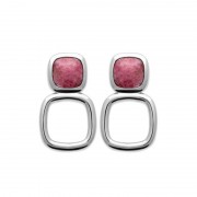 BOUCLES D’OREILLES ARGENT 925 RHODIE Collection "Pierres véritables" RHODONITE