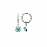 BOUCLES D’OREILLES "Creoles" ARGENT 925 RHODIE Collection "Pierres véritables" Amazonite