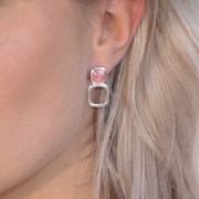 BOUCLES D’OREILLES ARGENT 925 RHODIE Collection "Pierres véritables" RHODONITE