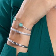 BRACELET ARGENT 925 RHODIE Collection "Pierres véritables" AMAZONITE