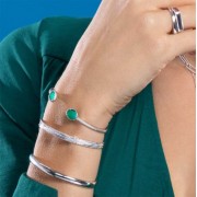 BRACELET ARGENT 925 RHODIE Collection "Pierres véritables" AGATE