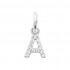 Rhodium-plated sterling silver pendant "Lettres" with zirconium Rhodium-plated sterling silver pendant "Lettres" with zirconium