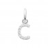 Rhodium-plated sterling silver pendant "Lettres" with zirconium Rhodium-plated sterling silver pendant "Lettres" with zirconium