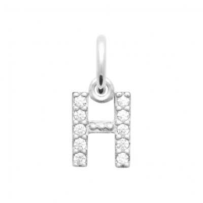 Rhodium-plated sterling silver pendant "Lettres" with zirconium