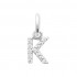 Rhodium-plated sterling silver pendant "Lettres" with zirconium Rhodium-plated sterling silver pendant "Lettres" with zirconium