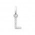Rhodium-plated sterling silver pendant "Lettres" with zirconium Rhodium-plated sterling silver pendant "Lettres" with zirconium