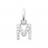 Rhodium-plated sterling silver pendant "Lettres" with zirconium Rhodium-plated sterling silver pendant "Lettres" with zirconium