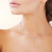 COLLIER ARGENT 925 RHODIE Collection "Trombone" Ciseler