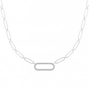 COLLIER ARGENT 925 RHODIE Collection "Trombone" avec zirconiums