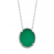 COLLIER ARGENT 925 RHODIE Collection "Pierres véritables" AGATE