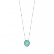 COLLIER ARGENT 925 RHODIE Collection "Pierres véritables" AMAZONITE