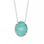 COLLIER ARGENT 925 RHODIE Collection "Pierres véritables" AMAZONITE