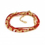 Bracelet 2 tours Accord de duo composé Argent 925 Plaqué or