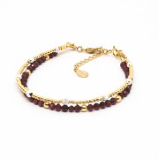 Bracelet Sempre & Moderato Argent 925 Plaqué or 4 Pierre Grenat