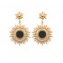 Earrings Gold plated 750 3mic "Agate noire" Earrings Gold plated 750 3mic "Agate noire"