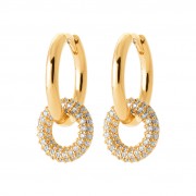 BOUCLES D'OREILLES CREOLES Plaqué or Collection "Diamonds" (avec l’oxyde de zirconium)