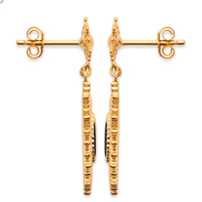 Earrings Gold plated 750 3mic "Agate noire"