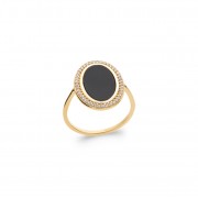 Bague Plaqué or 18Kt Agate noire