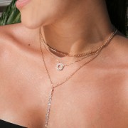 COLLIER PLAQUE OR 18Kt Collection "Diamonds" (avec l’oxyde de zirconium)