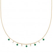 COLLIER Plaqué or Cristaux "Etoile verte"