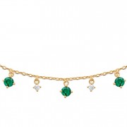 COLLIER Plaqué or Cristaux "Etoile verte"