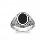 BAGUE ARGENT 925 Collection "Les Pierres Véritables" Agate noire