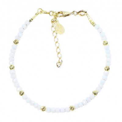 Bracelet en Argent 925 Plaqué or Collection Creschendo "White Alabaster" Bracelet en Argent 925 Plaqué or Collection Creschendo "White Alabaster"