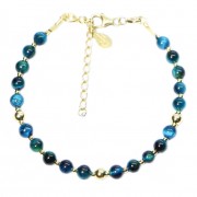 Silver 925 Gold plated bracelet, collection Grave "Oeil de Tigre Bleu"