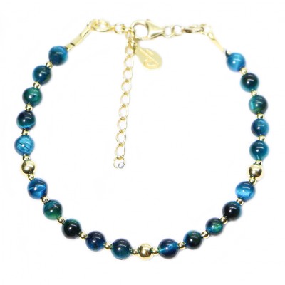 Silver 925 Gold plated bracelet, collection Grave "Oeil de Tigre Bleu" Silver 925 Gold plated bracelet, collection Grave "Oeil de Tigre Bleu"