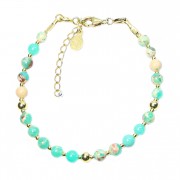 Bracelet en Argent 925 Plaqué or Collection Grave "Jaspe Bleu Pacific"