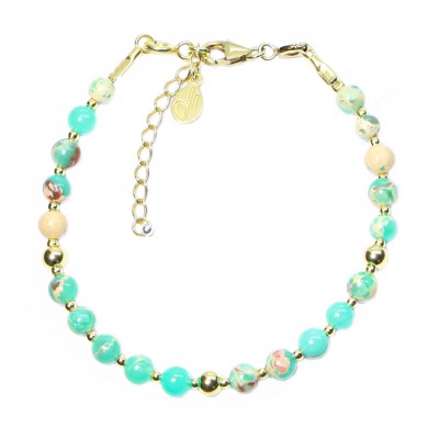 Silver 925 Gold plated bracelet, collection Grave "Jaspe Bleu Pacific"