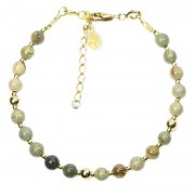 Bracelet en Argent 925 Plaqué or Collection Grave "Jaspe Marron"