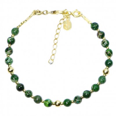 Silver 925 Gold plated bracelet, collection Grave "Jaspe Vert"