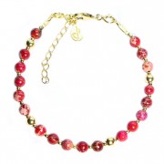 Bracelet en Argent 925 Plaqué or Collection Grave "Jaspe Rouge"