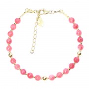 Bracelet en Argent 925 Plaqué or Collection Grave "Calcédoine Rose"