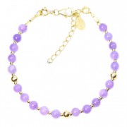 Bracelet en Argent 925 Plaqué or Collection Grave "Calcédoine Mauve"