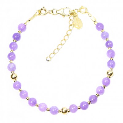 Silver 925 Gold plated bracelet, collection Grave "Calcédoine Mauve"