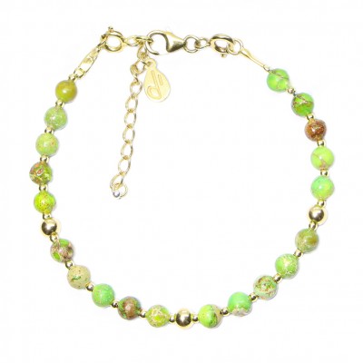 Silver 925 Gold plated bracelet, collection Grave "Jaspe Vert Claire"