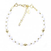 Bracelet en Argent 925 Plaqué or Collection Grave "Agate Blanc"