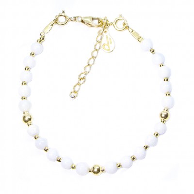 Silver 925 Gold plated bracelet, collection Grave "Agate Blanc"