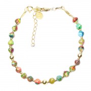 Bracelet en Argent 925 Plaqué or Collection Grave "Jaspe Arc en Ciel"