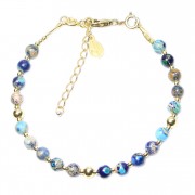 Bracelet en Argent 925 Plaqué or Collection Grave "Jaspe Viene Bleu"