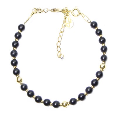 Bracelet en Argent 925 Plaqué or Collection Grave "Onyx Givré"