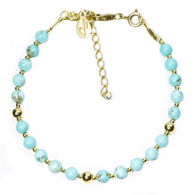 Bracelet en Argent 925 Plaqué or Collection Grave "Turquoise Bleu"