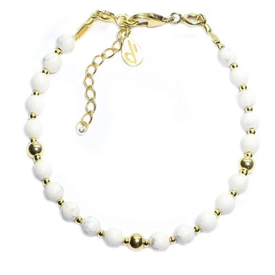 Bracelet en Argent 925 Plaqué or Collection Grave "Turquoise Blanc"