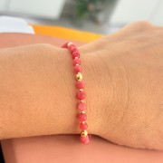 Bracelet en Argent 925 Plaqué or Collection Grave "Calcédoine Rose"